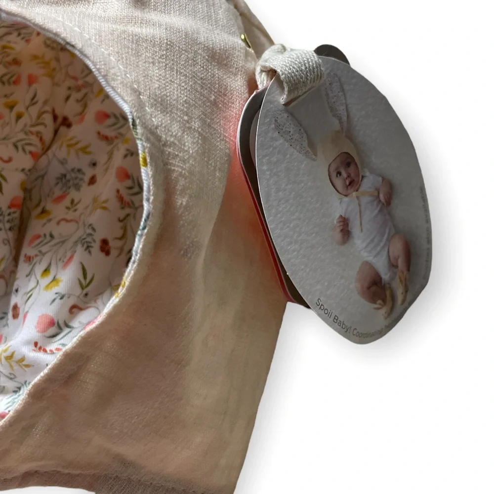 NWT Hallmark Baby Bunny Bonnet For Little Critters Khaki Floral Print 0-6 Months